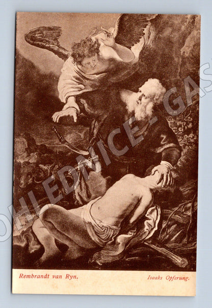 Pohlednice Rembrandt – Izákova oběť, Drážďany (M14024)