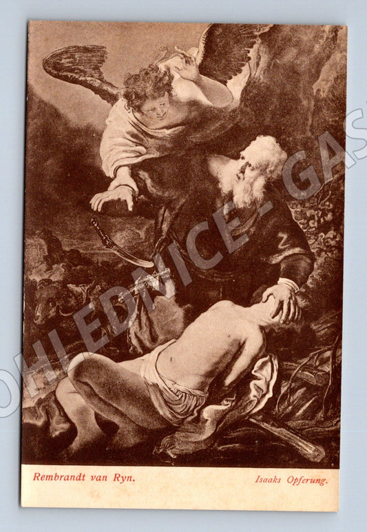 Pohlednice Rembrandt – Izákova oběť, Drážďany (M14024)