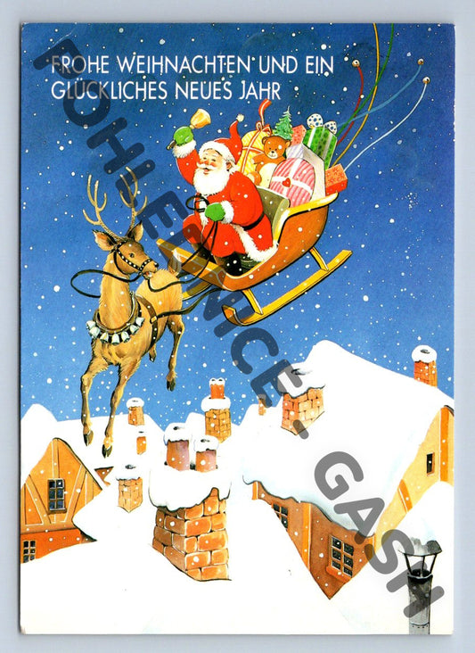 Pohlednice Vánoční Německo 1992 Santa na saních (M1403)