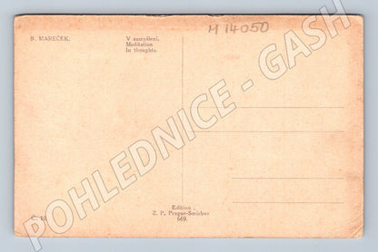 Pohlednice B. Mareček – V zamyšlení (M14050)