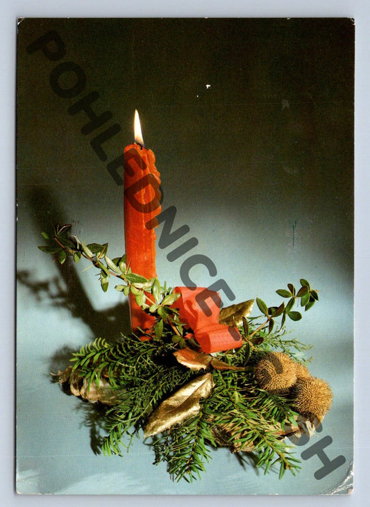 Pohlednice Vánoční 1989 Československo svíčka (M1406)