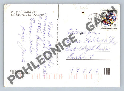 Pohlednice Vánoční 1989 Československo svíčka (M1406)
