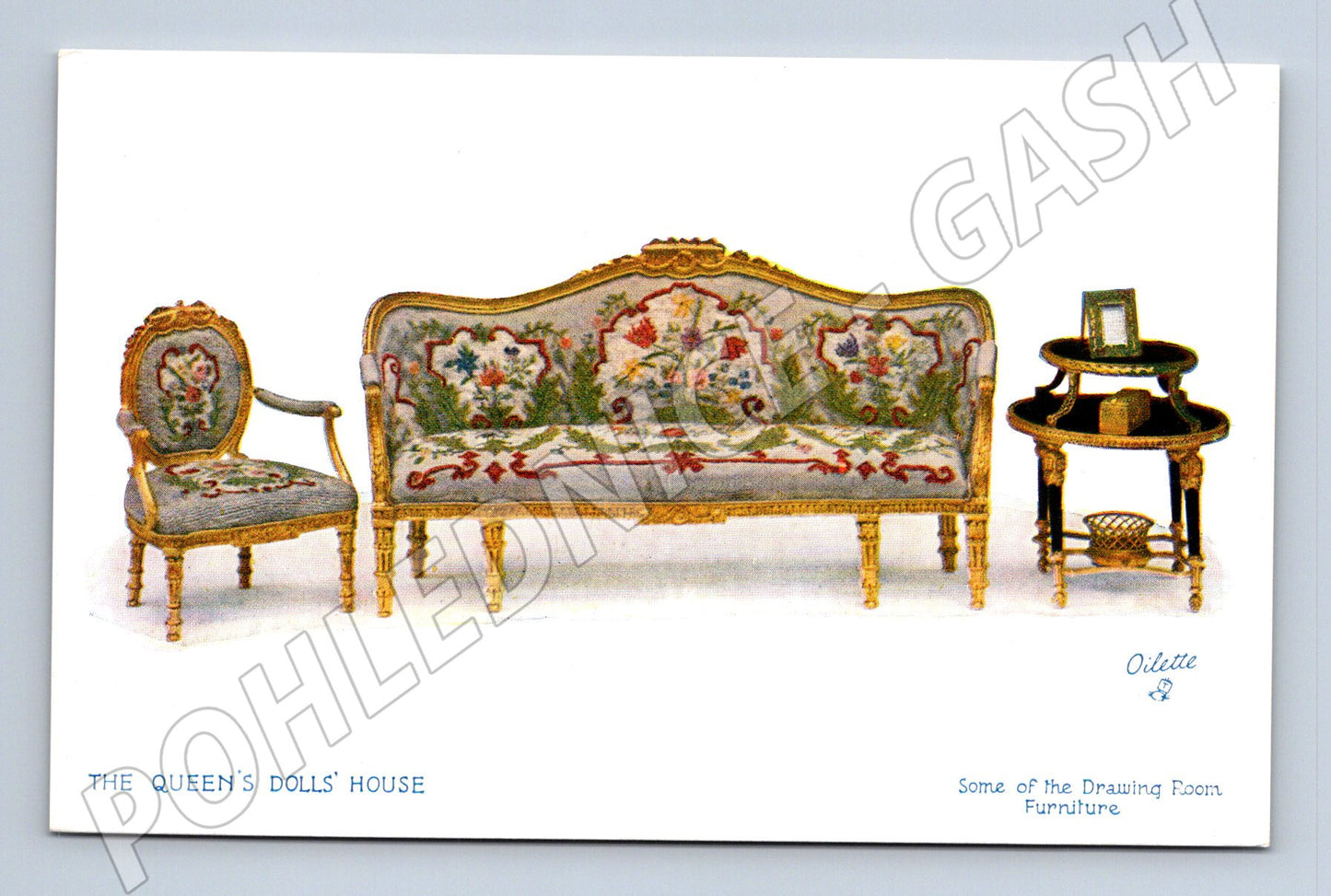 Pohlednice Queen's Dolls' House – nábytek salonu (M14077)