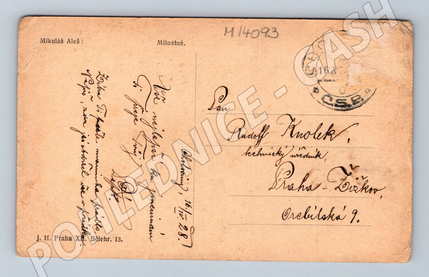 Pohlednice Starý milostný motiv Mikuláš Aleš 1907 (M14093)