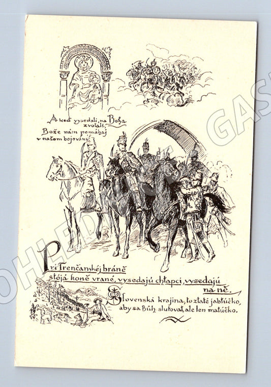 Pohlednice Jezdci na koních Domovina (M14095)