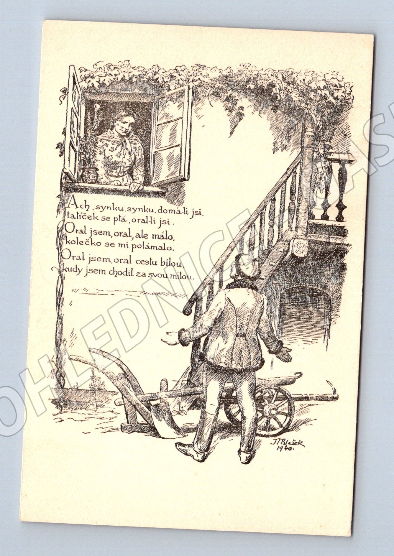 Pohlednice Venkovská ilustrace Domovina krajanů (M14097)