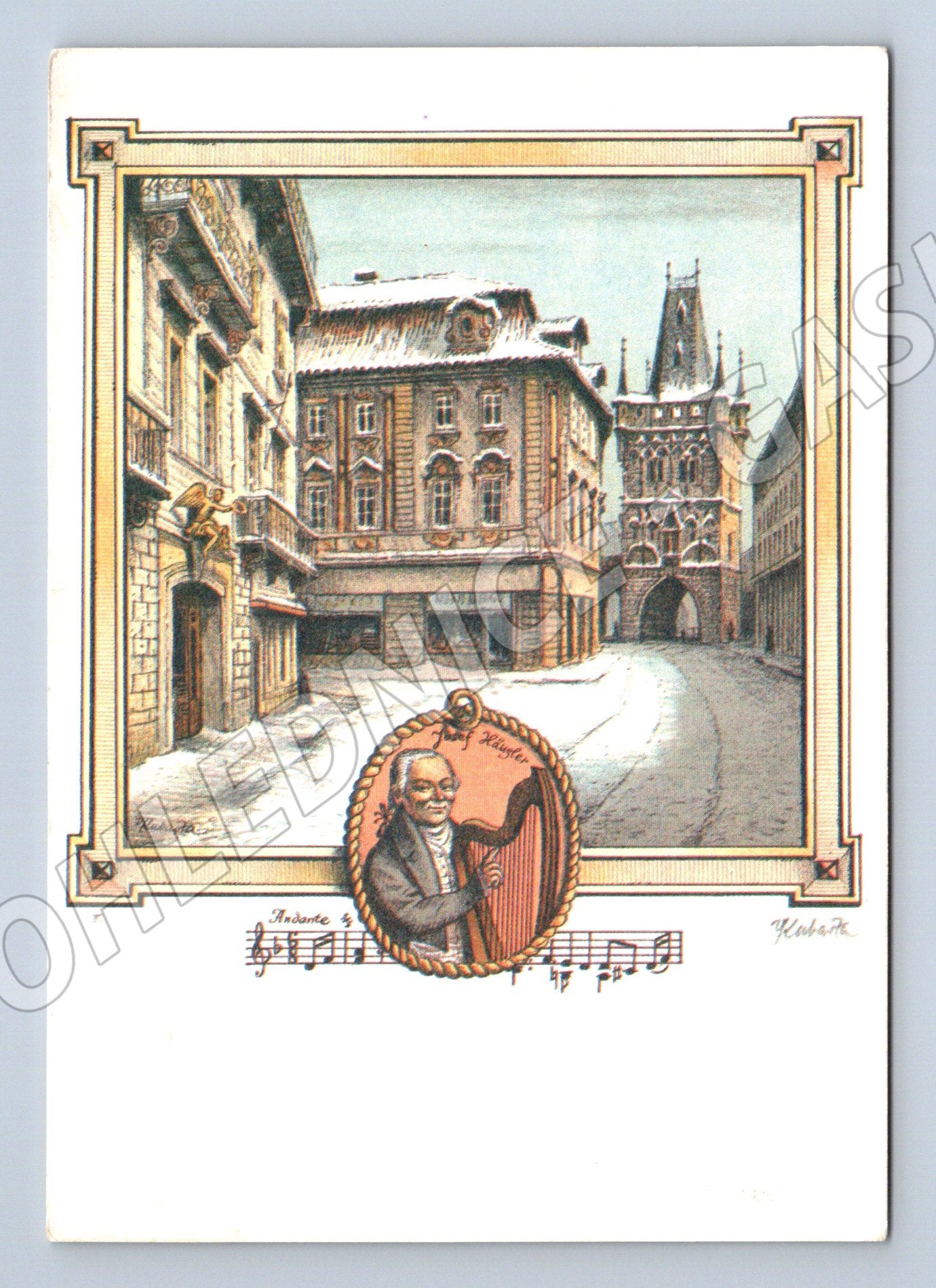 Pohlednice Hostinec U zlatého anděla Mozart 1787 (M14169)