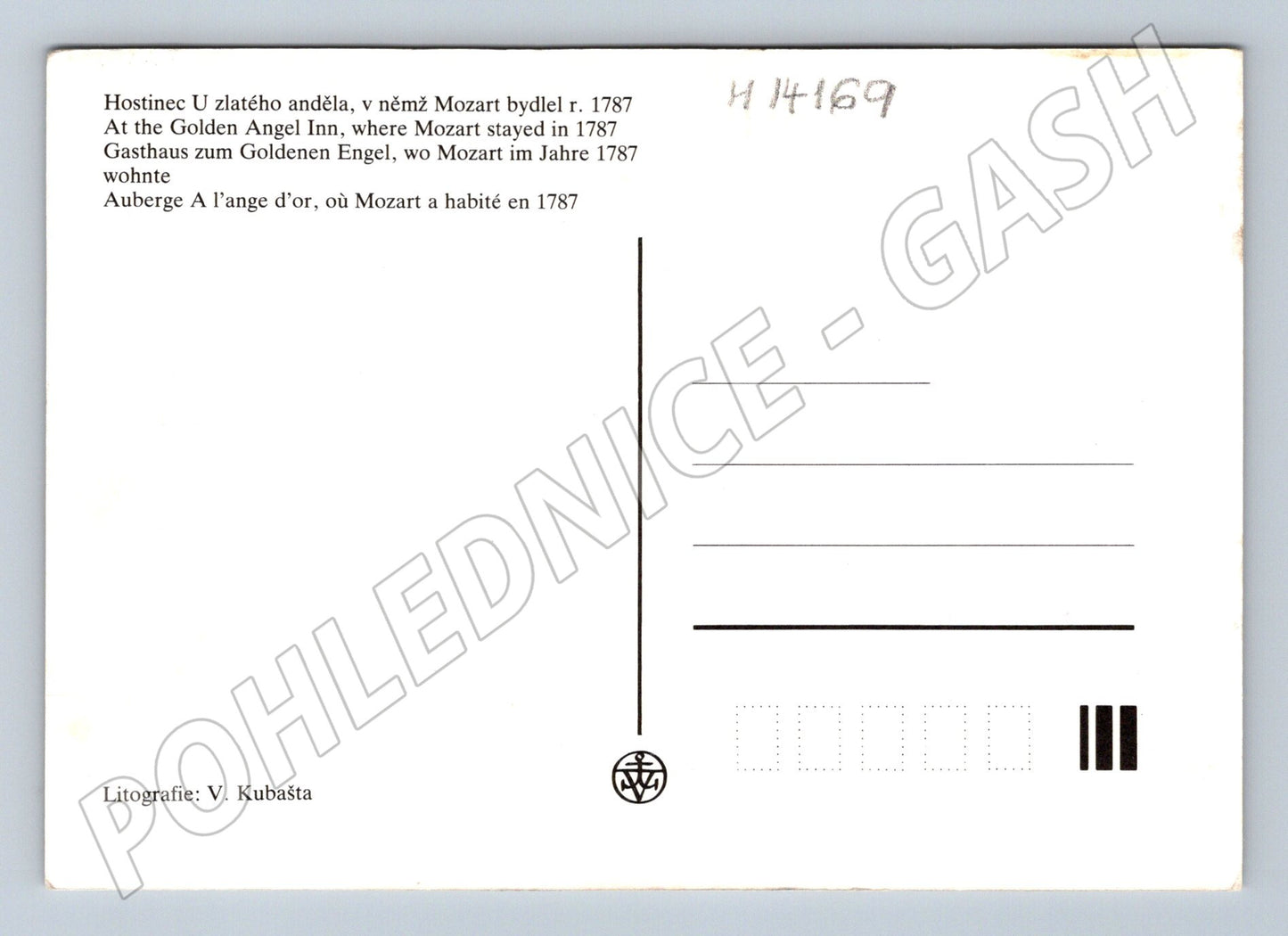 Pohlednice Hostinec U zlatého anděla Mozart 1787 (M14169)