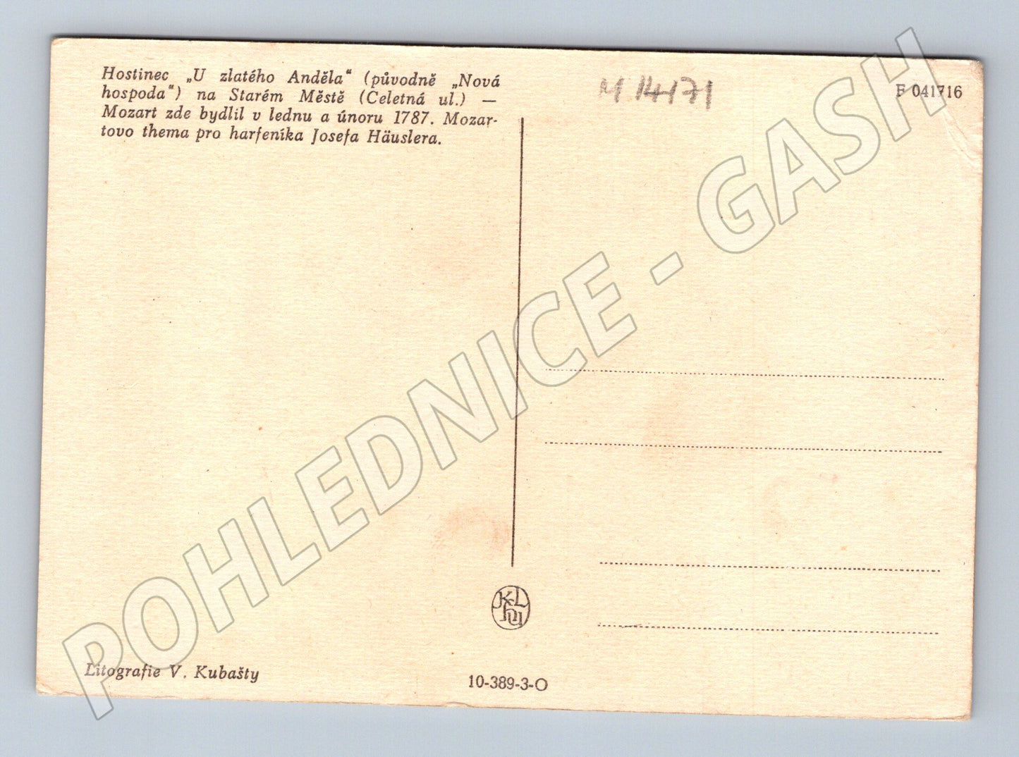 Pohlednice U zlatého Anděla Mozart (M14171)