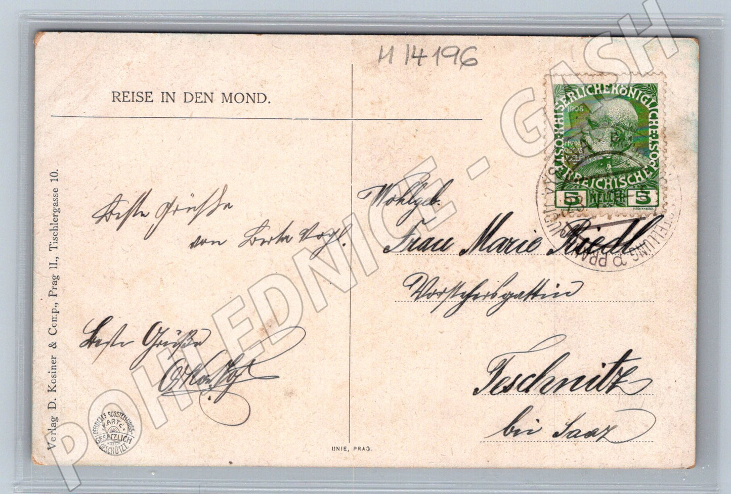 Pohlednice Jubilejní výstava Praha 1908 – zaslaná (M14196)
