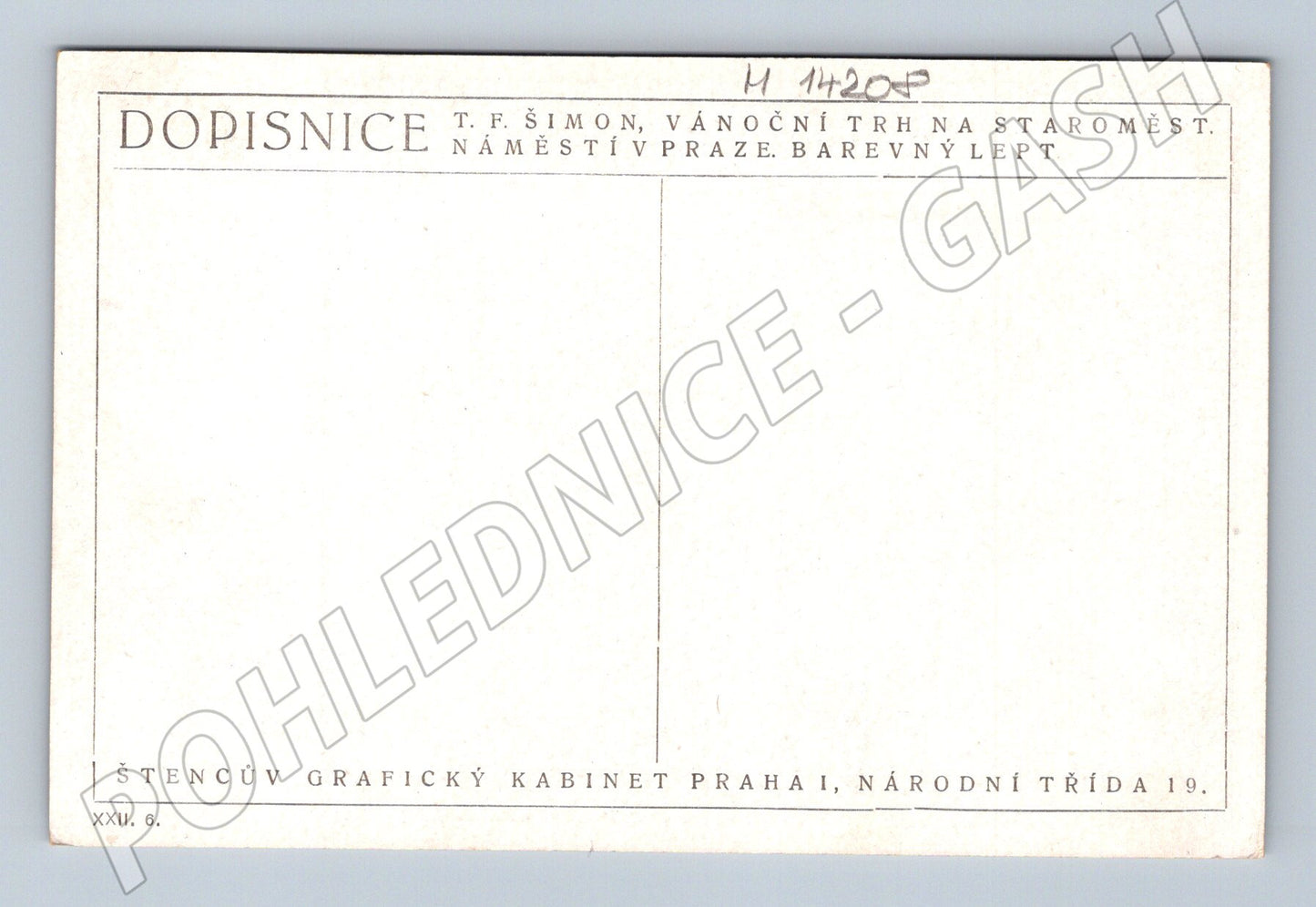 Pohlednice Staroměstské náměstí – Vánoční trh, T. F. Šimon (M14208)