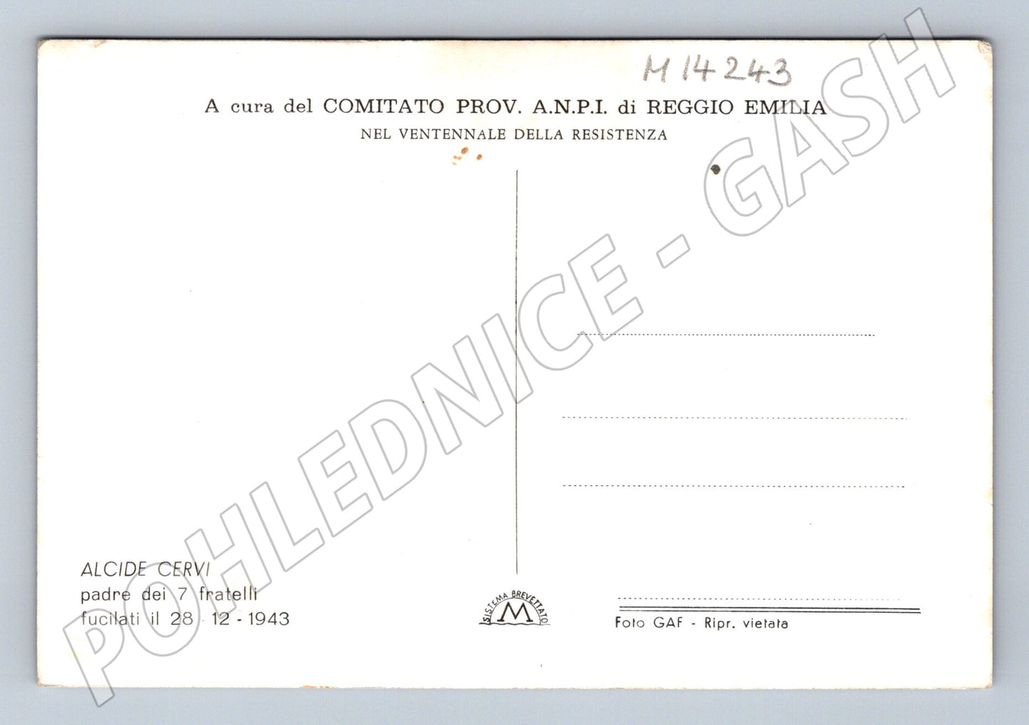 Pohlednice Alcide Cervi – Itálie (M14243)