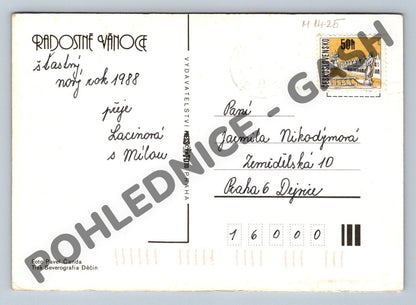 Pohlednice Vánoční Československo 1988 retro zátiší (M1425)