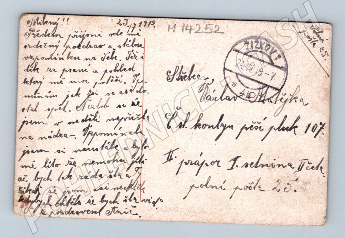 Pohlednice sv. Václav – polní pošta 1918 (M14252)