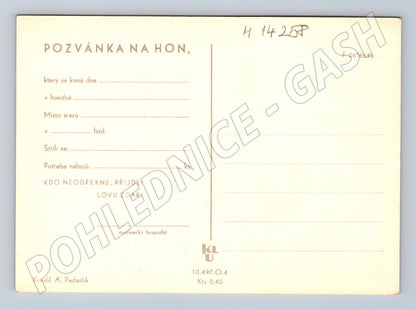 Pohlednice Pozvánka na hon – kresba A. Paderlík (M14258)