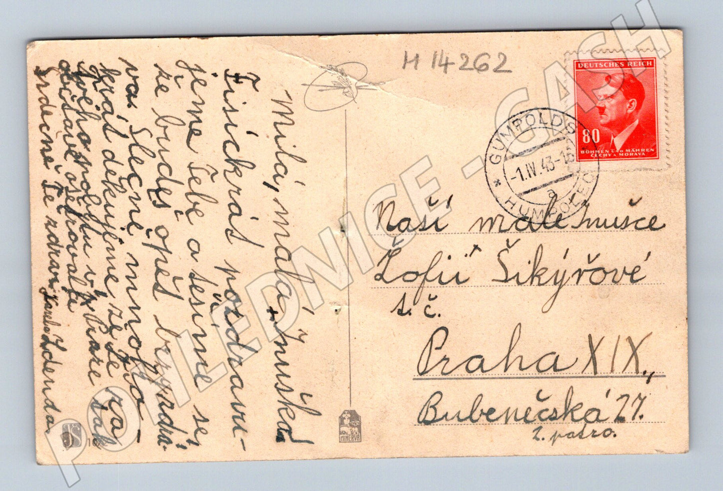 Pohlednice se srnci 1943 – poštovně prošlá (M14262)