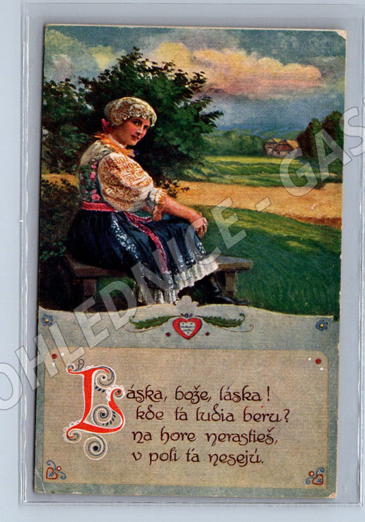 Pohlednice Dívka v kroji Etnografie (M14274)