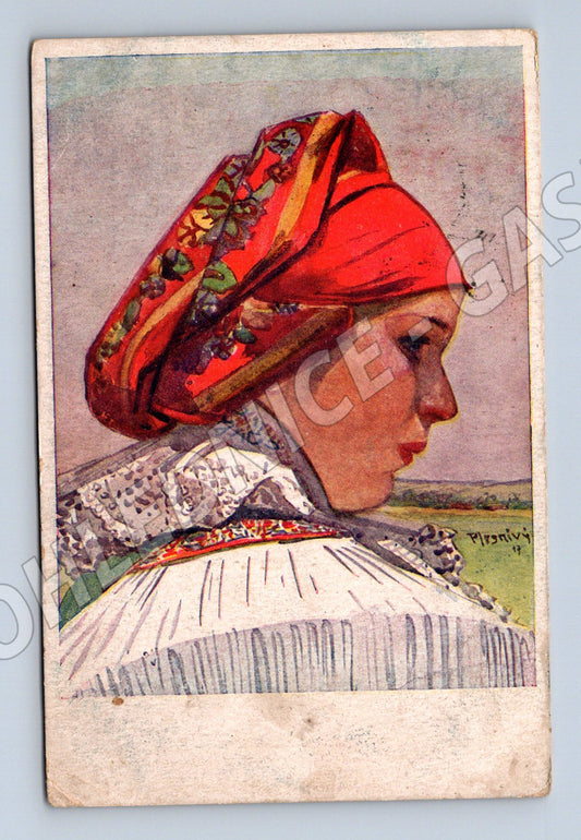 Pohlednice Slovenská dívka v kroji (M14283)
