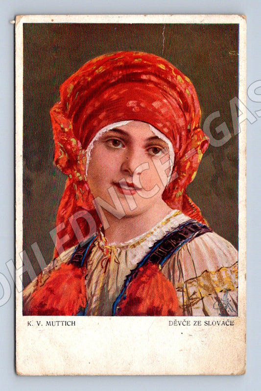 Pohlednice Děvče ze Slovácka etnografie (M14284)