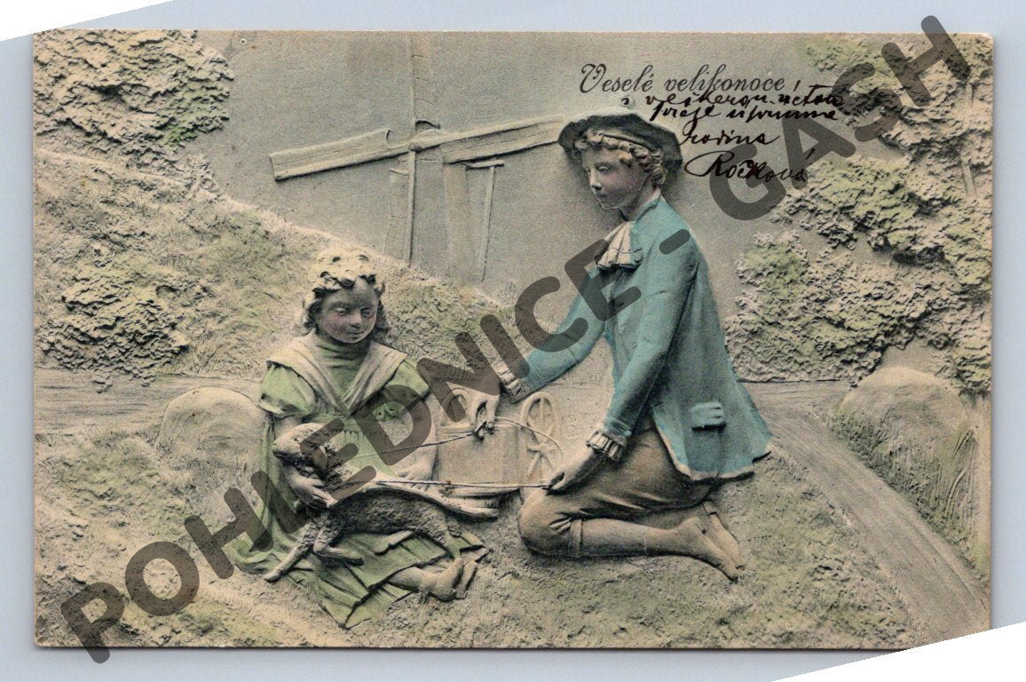 Pohlednice Velikonoční reliéf Rakousko Uhersko (M1434)