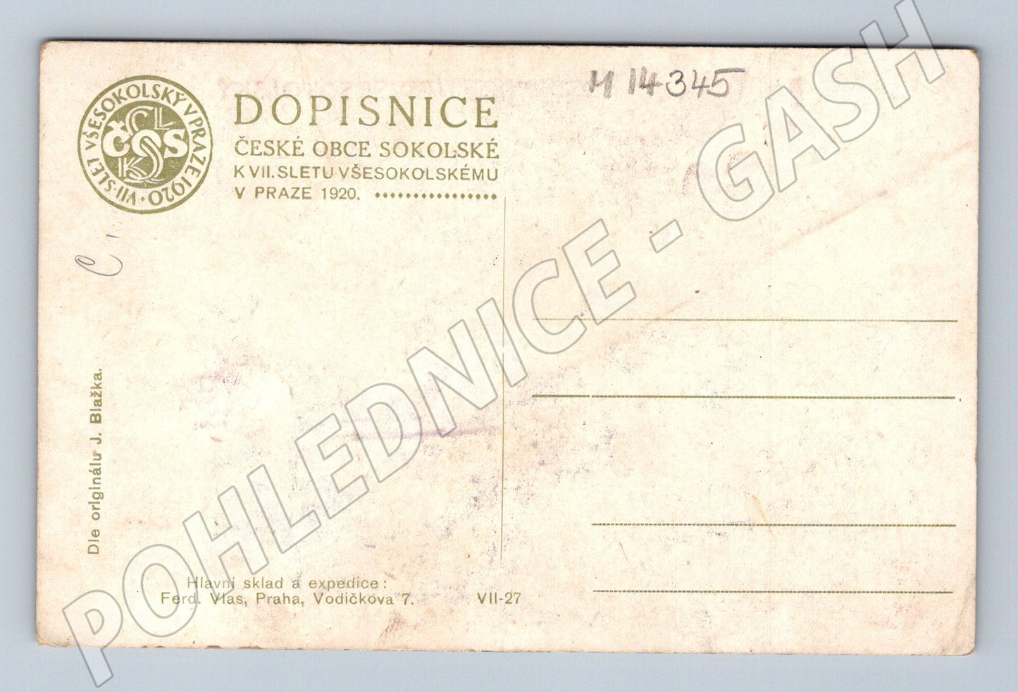 Pohlednice VII. všesokolský slet Praha 1920 (M14345)