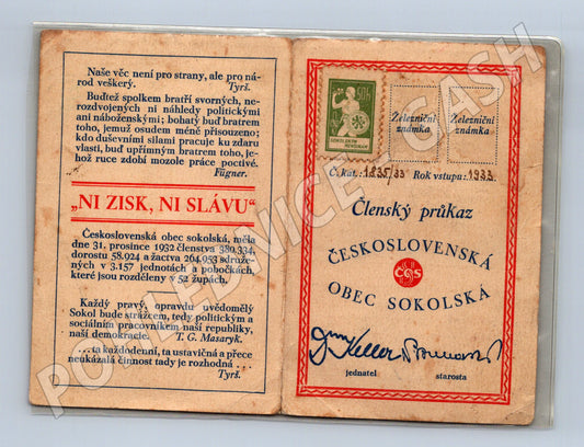 Pohlednice ČSOS 1933 s fotografií a razítky (M14362)