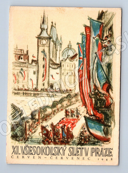 Pohlednice  Slet Praha 1948 XI. všesokolský slet (M14372)