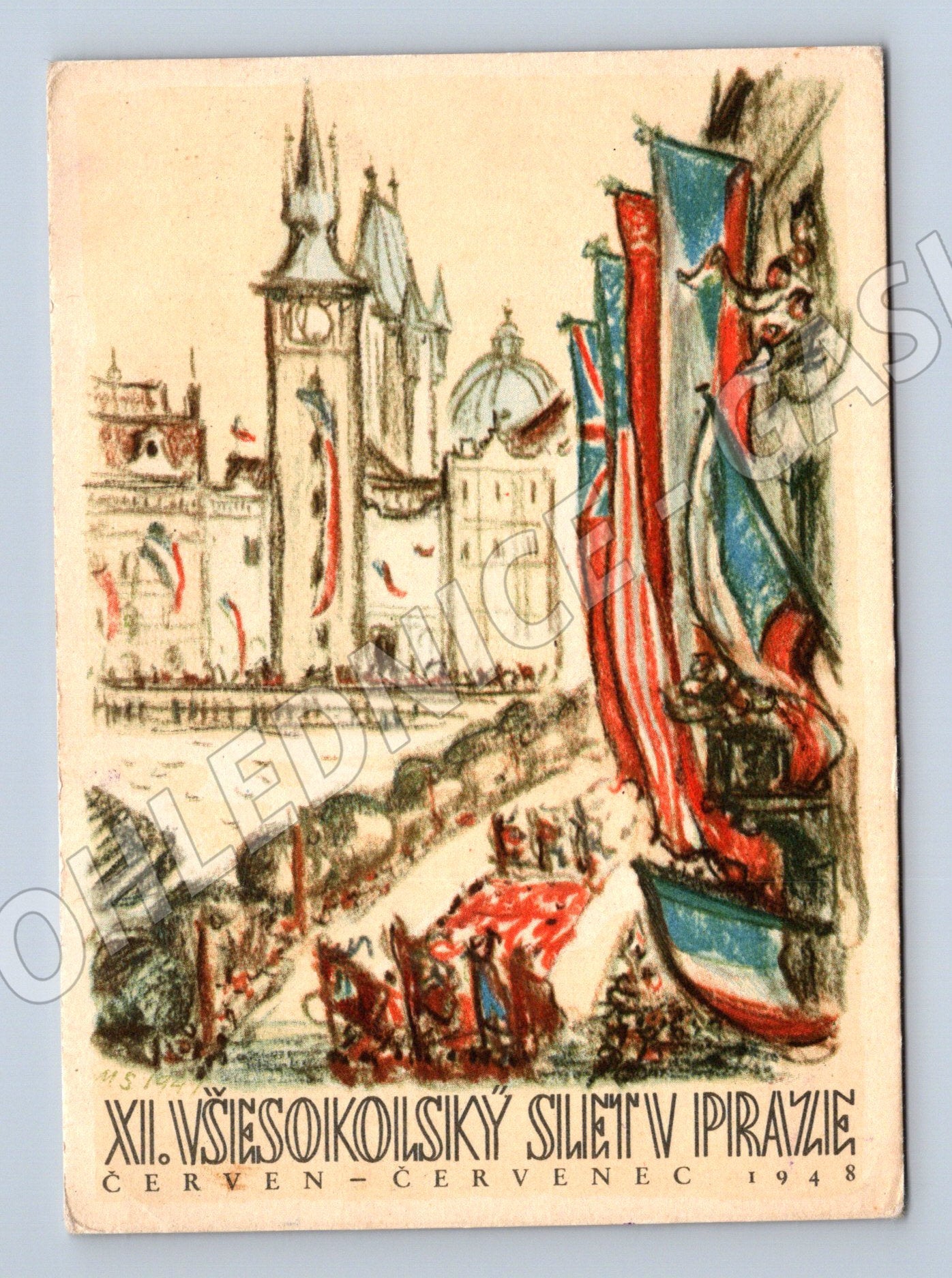 Pohlednice XI. všesokolský slet Praha 1948 (M14374)