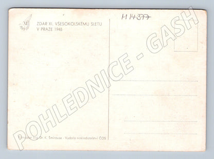 Pohlednice XI. všesokolský slet Praha 1948 – nepoužitá (M14377)
