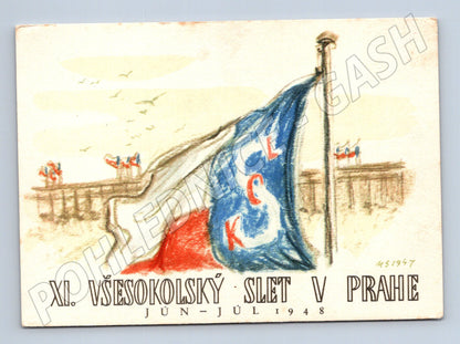 Pohlednice XI. všesokolský slet Praha 1948 – historická (M14379)