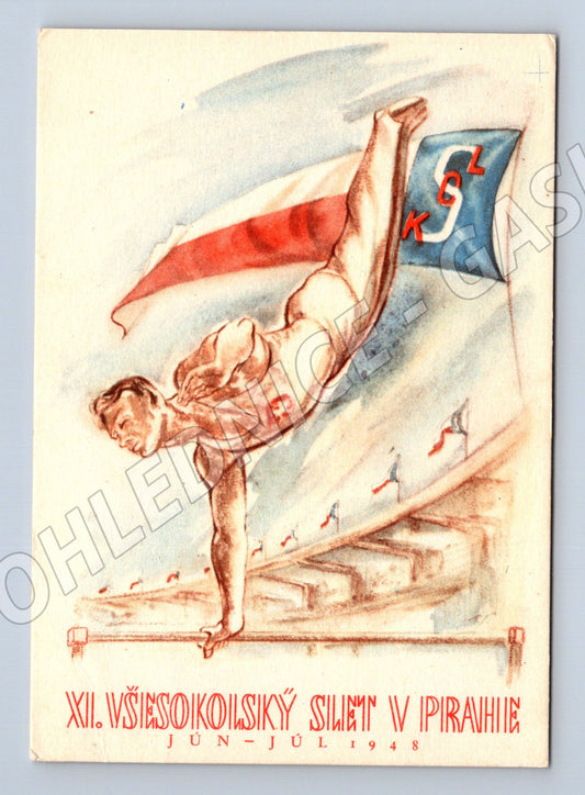 Pohlednice XI. všesokolský slet Praha 1948 (M14380)