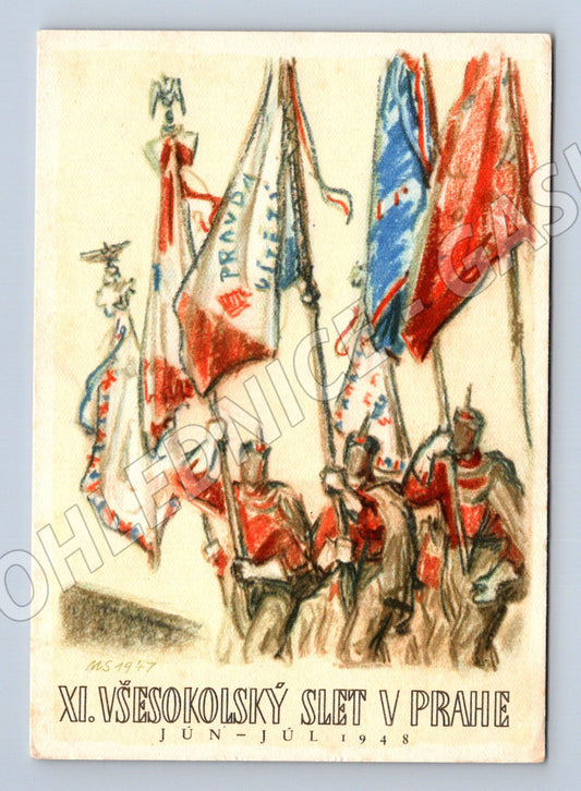 Pohlednice XI. všesokolský slet Praha 1948 (M14383)