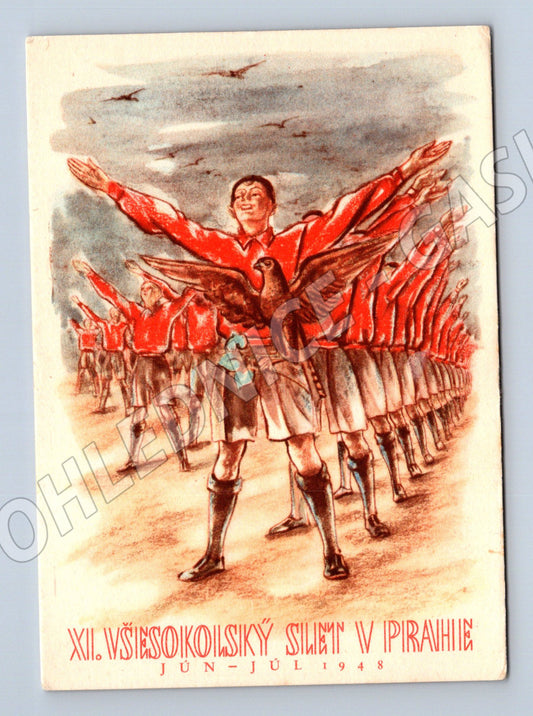 Pohlednice XI. všesokolský slet Praha 1948 (M14384)
