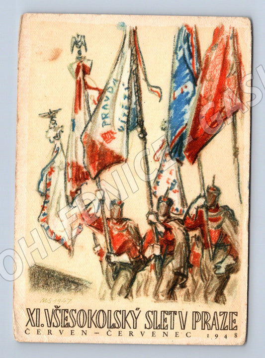 Pohlednice XI. všesokolský slet Praha 1948 – historická (M14390)