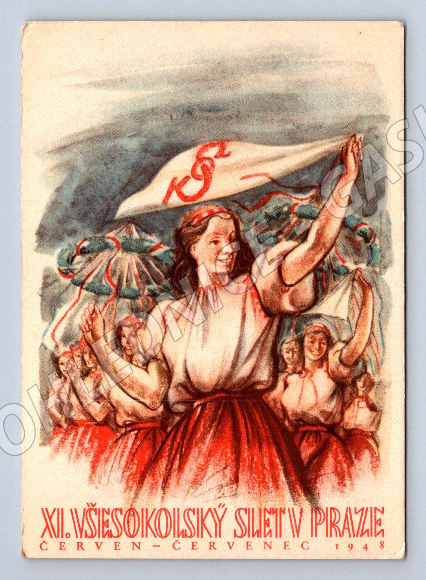 Pohlednice XI. všesokolský slet Praha 1948 – originál (M14395)