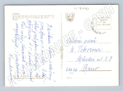 Pohlednice Jeseník odeslaná, 70. léta, vícezáběrová (M14440)