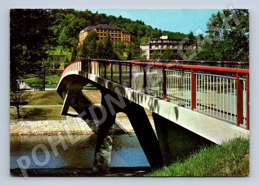 Pohlednice Teplice nad Bečvou Nový most a lázeňské budovy (M14462)