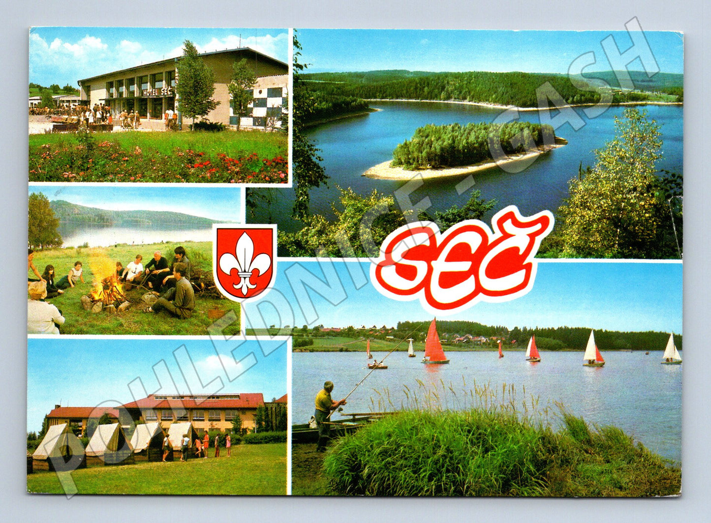 Pohlednice Seč přehrada, hotel a tábor (M14473)