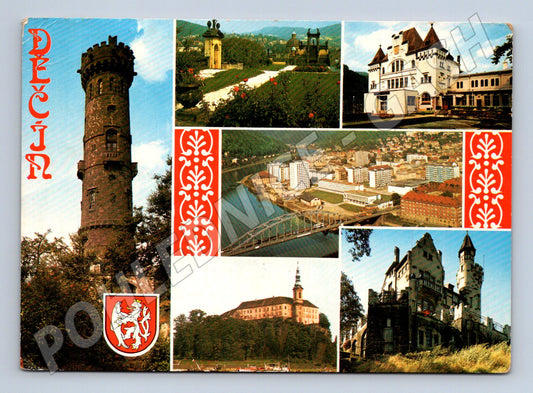 Pohlednice Děčín koláž památek (M14486)