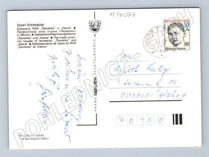 Pohlednice Český Šternberk hrad a zotavovny ROH (M14507)