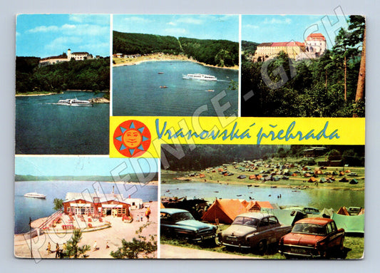 Pohlednice Vranovská přehrada retro s rukopisem a známkou (M14540)