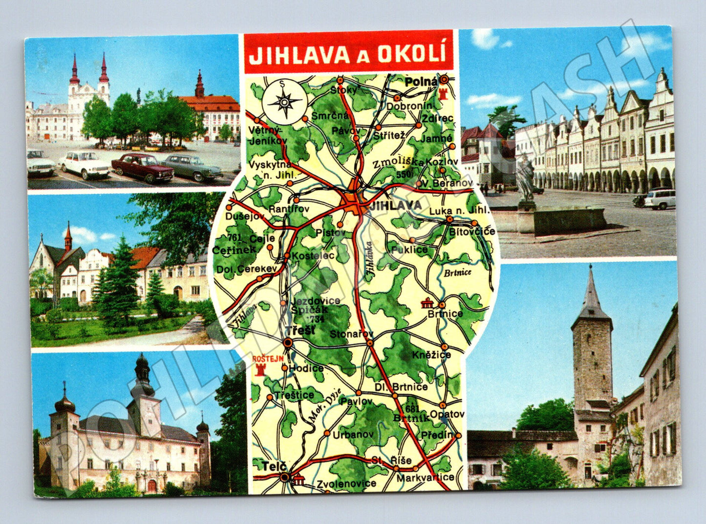 Pohlednice Jihlava a okolí – mapa, památky (M14547)