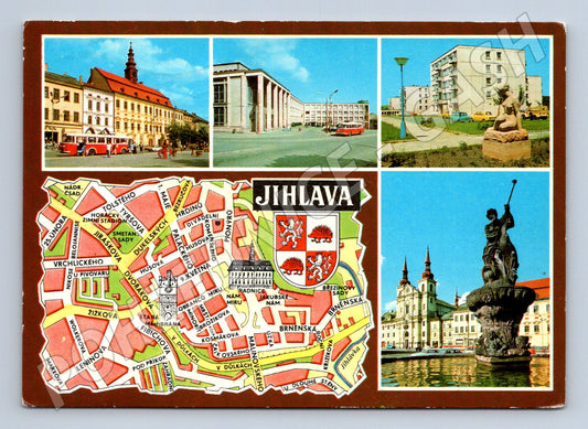 Pohlednice Jihlava koláž, mapa a památky (M14548)