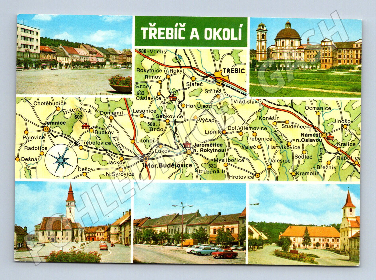 Pohlednice Třebíč a okolí mapa a fotografie (M14549)