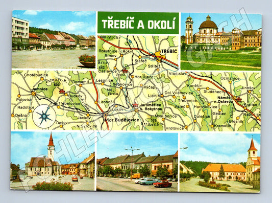 Pohlednice Třebíč a okolí mapa a fotografie (M14549)