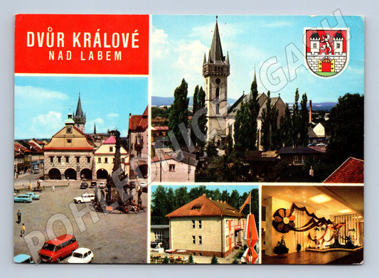 Pohlednice Dvůr Králové náměstí, kostel (M14561)