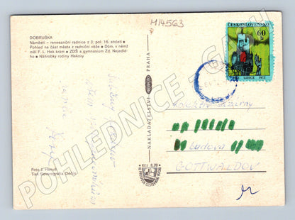 Pohlednice Dobruška náměstí, radnice, budovy (M14563)