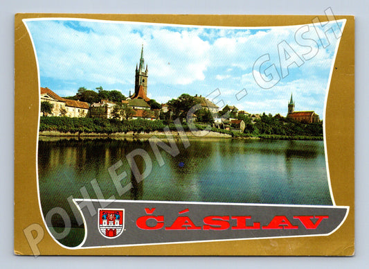 Pohlednice Čáslav pohled na město známka popsaná (M14567)