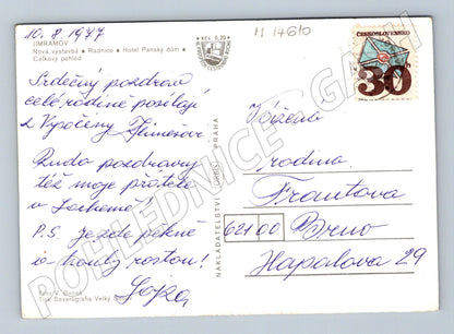 Pohlednice Jimramov Vysočina 1977 (M14610)