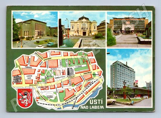 Pohlednice Ústí nad Labem koláž mapa (M14613)